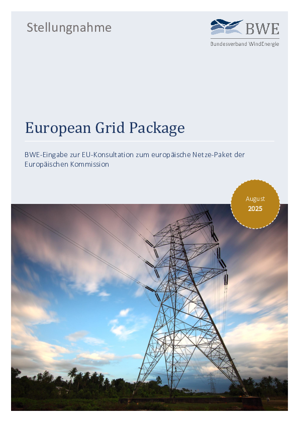 BWE-Stellungnahme zur EU-Konsultation zum European Grid Package