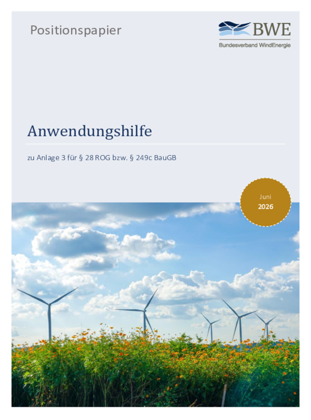 Positionspapier: Anwendungshilfe zu Anlage 3 für § 28 ROG bzw. § 249c BauGB