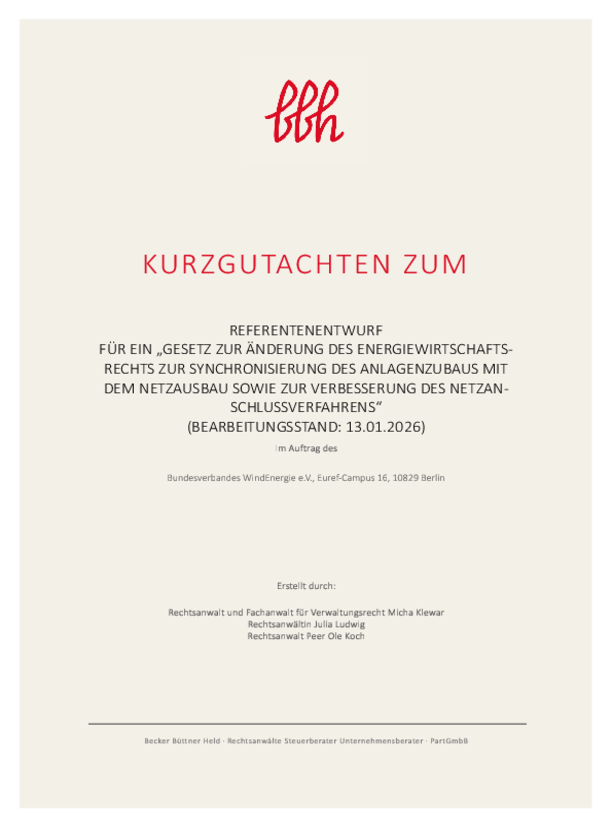 Gutachten der Kanzlei bbh zum Netzpaket