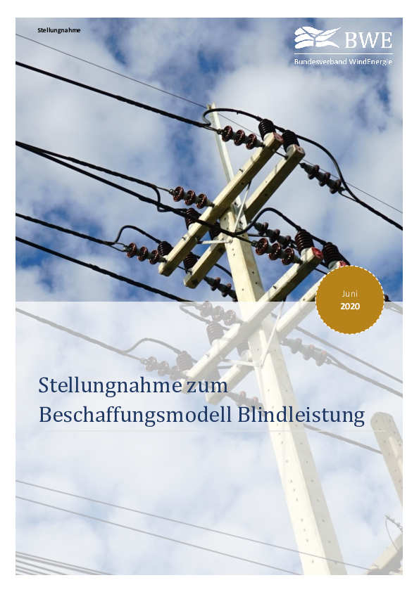 BWE Stellungnahme zum Beschaffungsmodell Blindleistung 06/2020 BWE Stellungnahme zum Beschaffungsmodell Blindleistung 06/2020