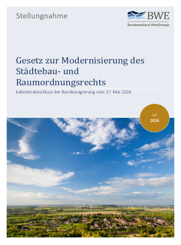 Stellungnahme: Gesetz zur Modernisierung des Städtebau- und Raumordnungsrechts