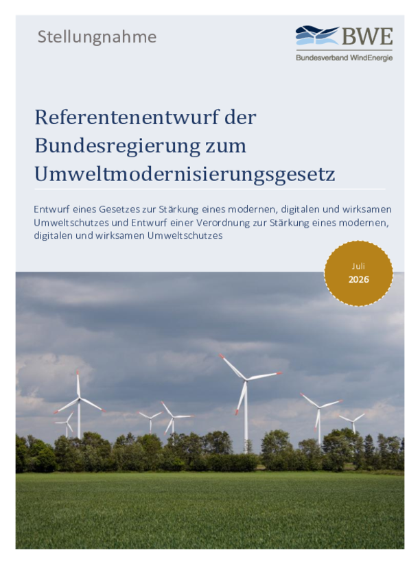 Stellungnahme: Referentenentwurf der Bundesregierung zum Umweltmodernisierungsgesetz