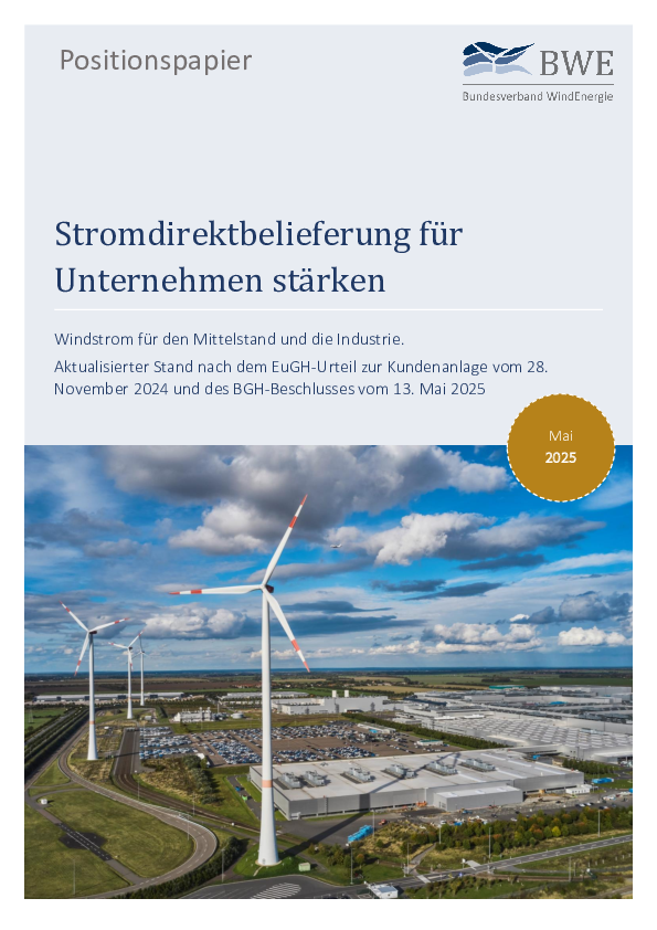 BWE-Positionspapier: Stromdirektbelieferung (05/2025)